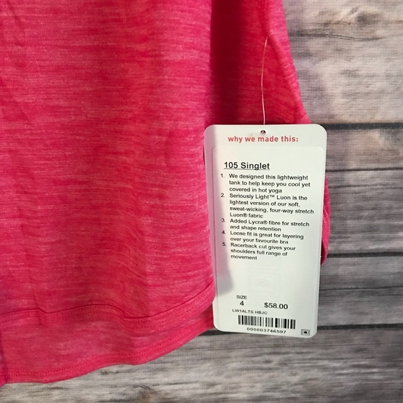 NWT HBJC LULULEMON 105 SINGLET TANK BOOM JUICE - Picture 2 of 6